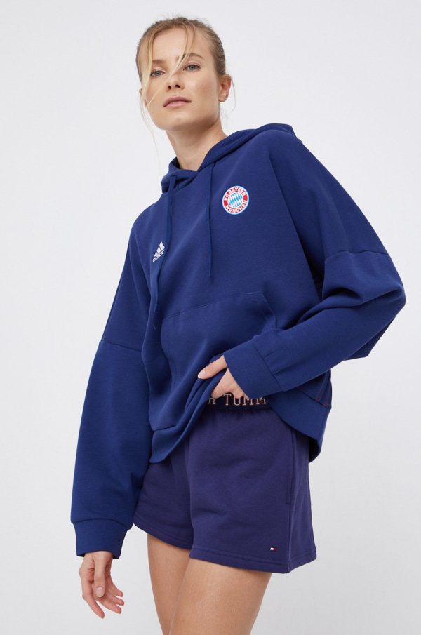 Adidas Performance Bluză GR0692 femei, culoarea albastru marin, cu imprimeu