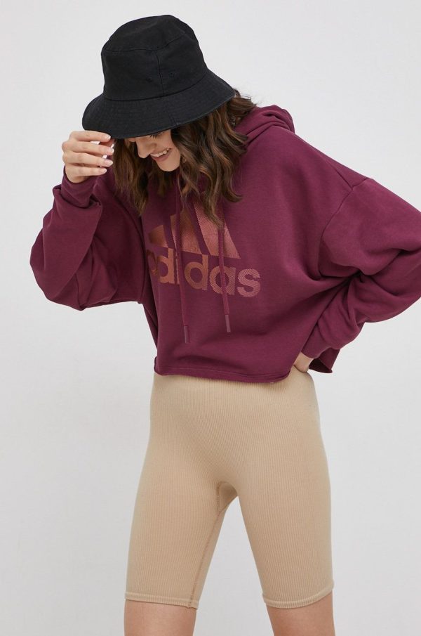 Adidas Performance Bluză H56735 femei, culoarea violet, cu imprimeu