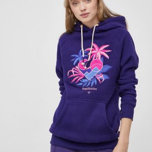 Femi Stories Hanorac de bumbac femei, culoarea violet, material neted