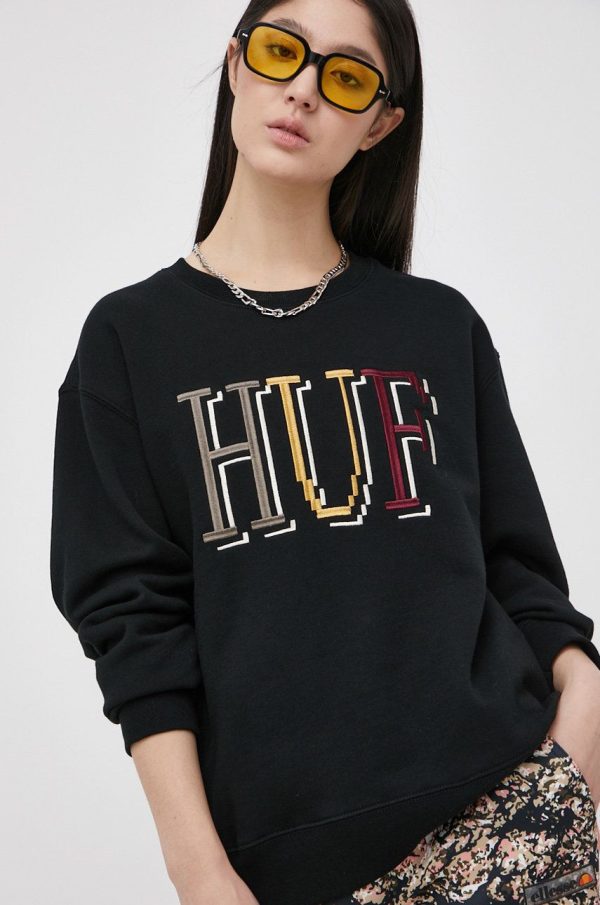 AW21-BLD10U_99X_F1.jpg HUF Bluză femei, culoarea negru, cu imprimeu