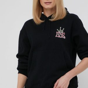 HUF bluza femei, culoarea negru, cu imprimeu