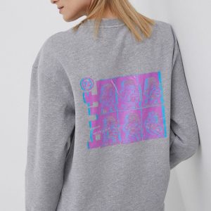 HUF bluza femei, culoarea gri, cu imprimeu