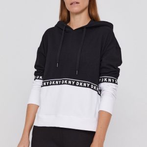 Dkny Bluză femei, culoarea negru, material neted