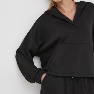 John Frank Bluză femei, culoarea negru, material neted
