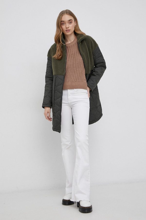 Vero Moda geaca femei, culoarea verde, de tranzitie, oversize