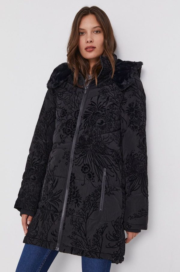 AW21-KUD05G_99X_F1.jpg Desigual Geacă femei, culoarea negru, de iarnă
