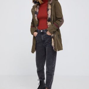 AW21-KUD05R_91X_F1.jpg Desigual Hanorac femei, culoarea verde, de tranzitie