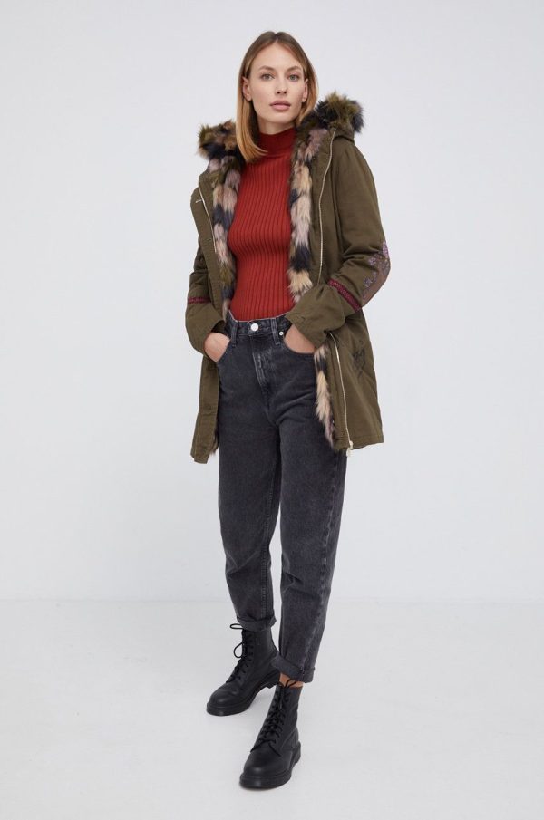AW21-KUD05R_91X_F1.jpg Desigual Hanorac femei, culoarea verde, de tranzitie