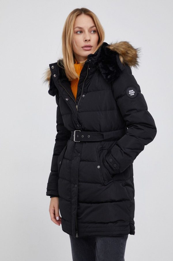 AW21-KUD0OB_99X_F1.jpg Pepe Jeans Geacă de puf femei, culoarea negru, de iarnă