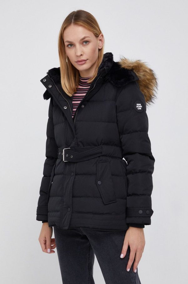 AW21-KUD0OH_99X_F1.jpg Pepe Jeans Geacă de puf femei, culoarea negru, de iarnă