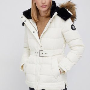 AW21-KUD0OI_01X_F1.jpg Pepe Jeans Geacă de puf femei, culoarea crem, de iarnă