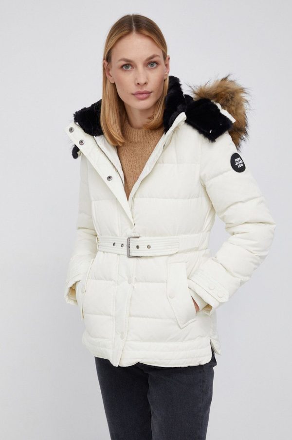 AW21-KUD0OI_01X_F1.jpg Pepe Jeans Geacă de puf femei, culoarea crem, de iarnă