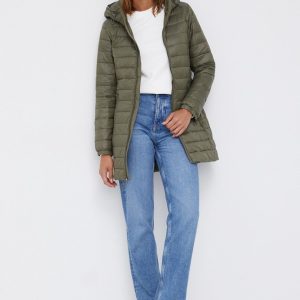 AW21-KUD1GY_77X_F1.jpg GAP Geacă femei, culoarea verde, de tranzitie