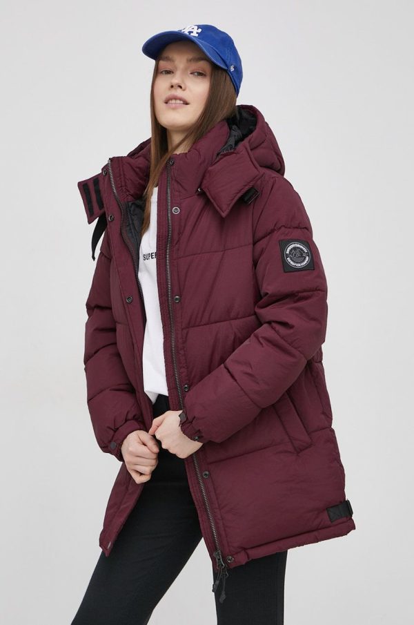 AW21-KUD1OF_83X_F1.jpg Superdry Geacă femei, culoarea bordo, de iarnă