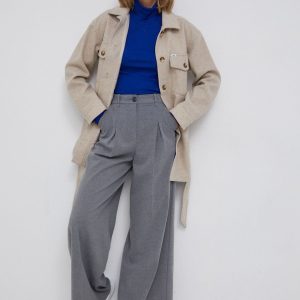 AW21-KUD1OY_80X_F1.jpg Lee Geacă din amestec de lână culoarea bej, de tranzitie, oversize