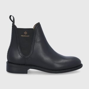 AW21-OBD172_99X_F1.jpg Gant Ghete Chelsea de piele Ainsley femei, culoarea negru, cu toc plat