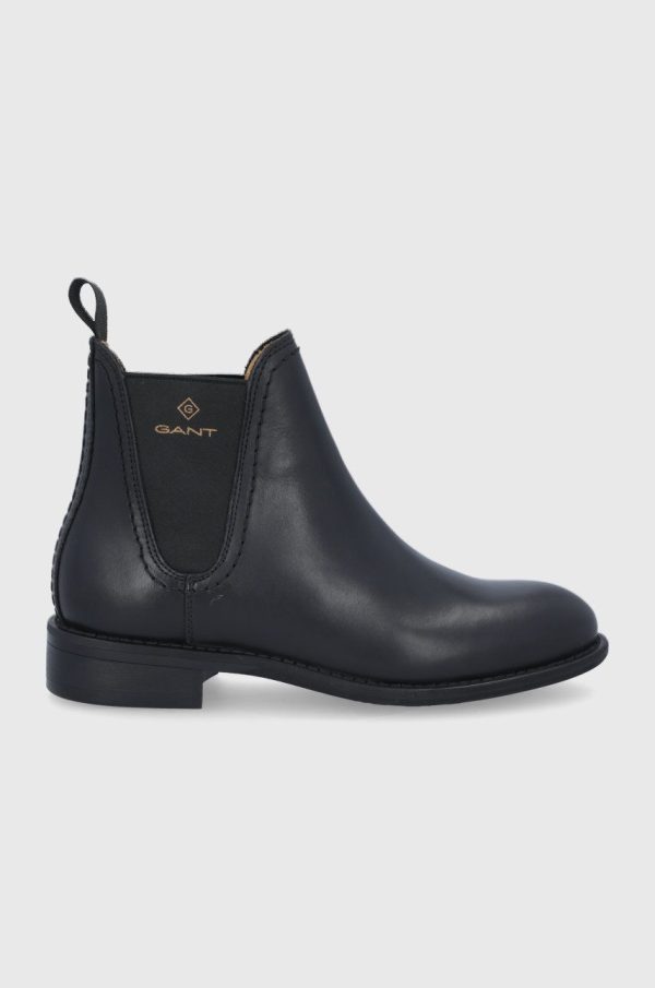 AW21-OBD172_99X_F1.jpg Gant Ghete Chelsea de piele Ainsley femei, culoarea negru, cu toc plat