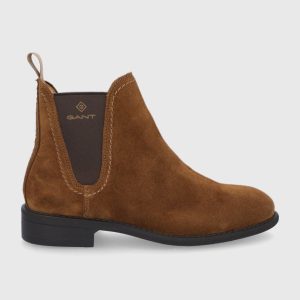 AW21-OBD175_88X_F1.jpg Gant Botine din piele întoarsă Ainsley femei, culoarea maro, cu toc plat