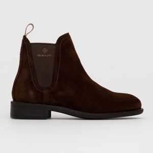 AW21-OBD176_89X_F1.jpg Gant Botine din piele întoarsă Ainsley femei, culoarea maro, cu toc plat