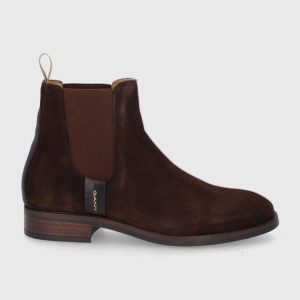 AW21-OBD17B_89X_F1.jpg Gant Ghete Chelsea de piele Fayy femei, culoarea maro, cu toc plat