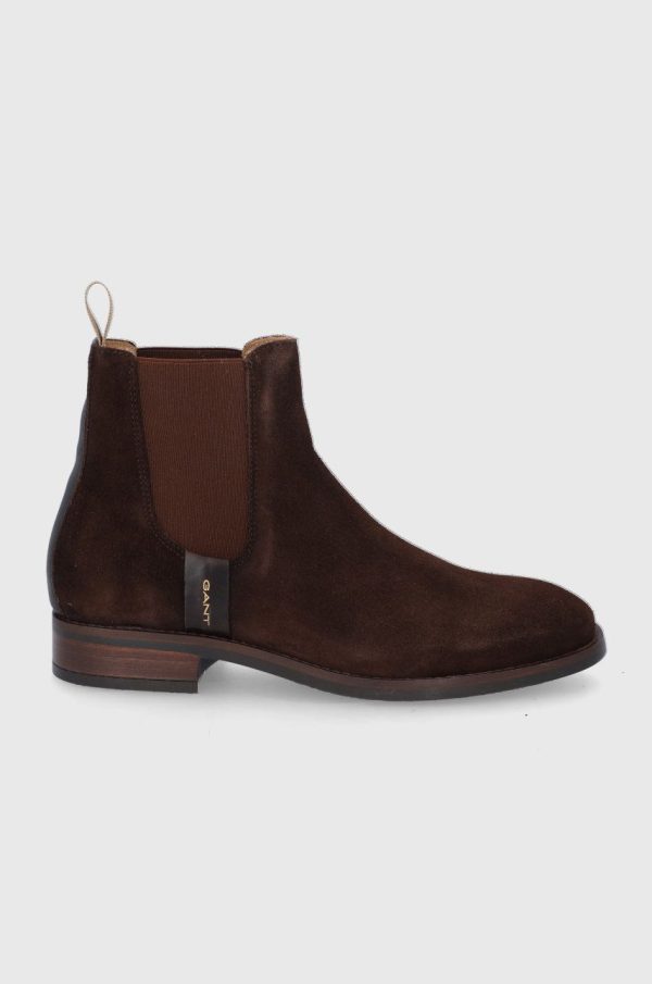 AW21-OBD17B_89X_F1.jpg Gant Ghete Chelsea de piele Fayy femei, culoarea maro, cu toc plat