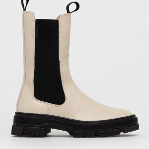AW21-OBD17J_01X_F1.jpg Gant Ghete Chelsea de piele Monthike femei, culoarea crem, cu toc plat