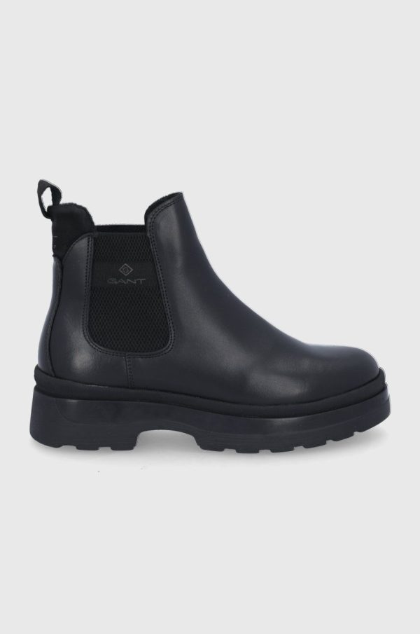 AW21-OBD17R_99X_F1.jpg Gant Ghete Chelsea de piele femei, culoarea negru, cu platformă, izolare usoara