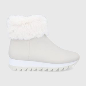 AW21-OBD1I3_01X_F1.jpg Dkny Botine femei, culoarea crem, cu toc plat, izolat