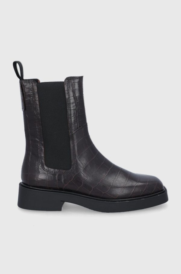 Vagabond Ghete Chelsea de piele femei, culoarea maro, cu toc plat