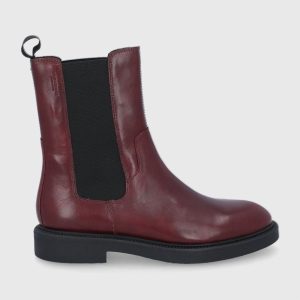 AW21-OBD240_83X_F1.jpg Vagabond Ghete Chelsea de piele femei, culoarea bordo, cu toc plat