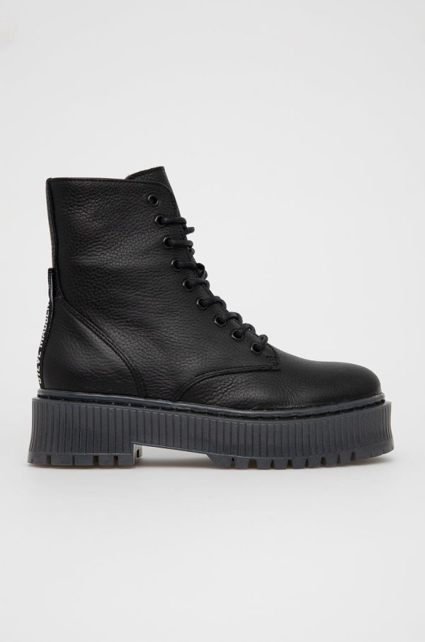 AW21-OBD2BW_99X_F1.jpg Steve Madden Bocanci de piele Skyhy Bootie femei, culoarea negru, cu platformă