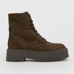 AW21-OBD2C1_97X_F1.jpg Steve Madden Bocanci din piele întoarsă Skyhy Bootie femei, culoarea verde, cu platformă
