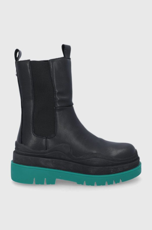Steve Madden Ghete Chelsea de piele femei, culoarea negru, cu platformă