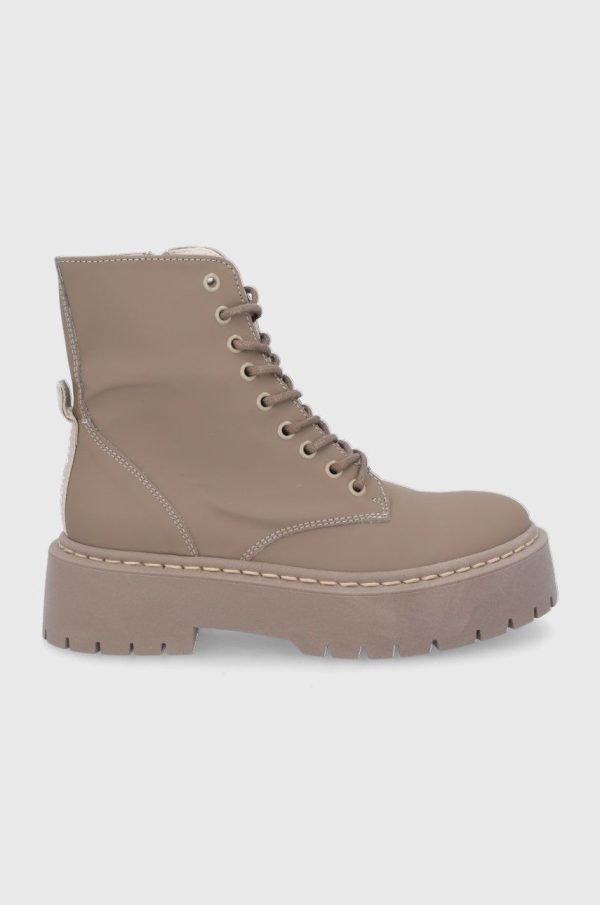 Steve Madden Bocanci femei, culoarea bej, cu toc plat