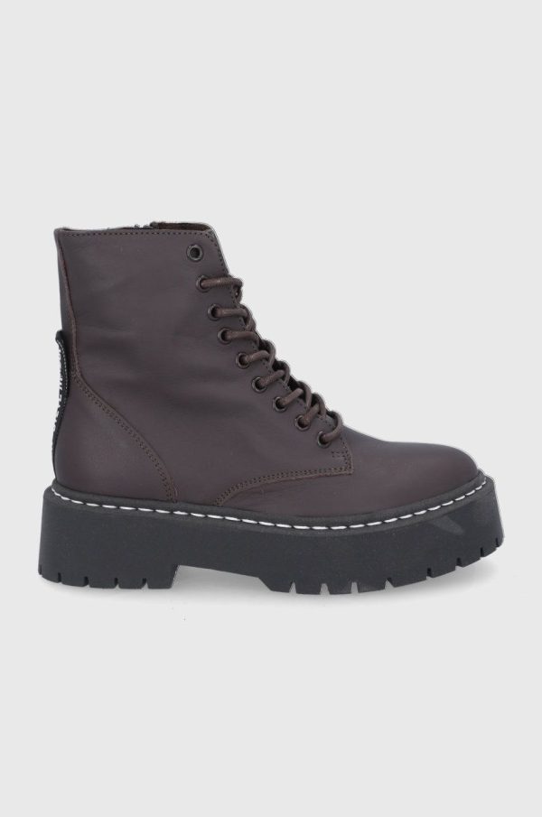AW21-OBD2CP_88X_F1.jpg Steve Madden Bocanci de piele femei, culoarea maro, cu platformă