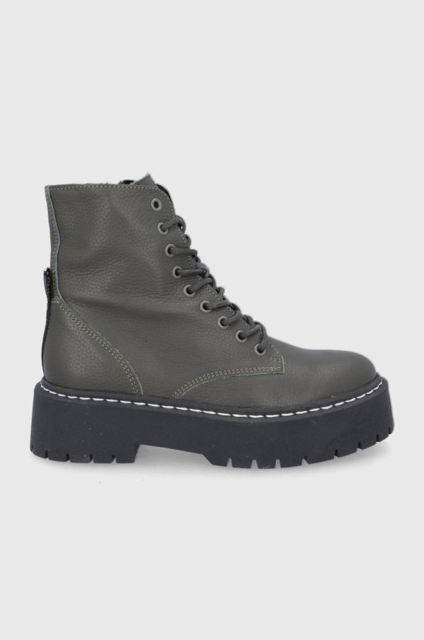 AW21-OBD2CR_97X_F1.jpg Steve Madden Bocanci de piele femei, culoarea verde, cu platformă