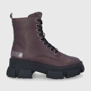 AW21-OBD2D6_83X_F1.jpg Steve Madden Bocanci de piele femei, culoarea bordo, cu platformă