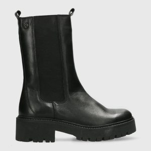 AW21-OBD3AU_99X_F1.jpg Mexx Ghete Chelsea de piele femei, culoarea negru, cu platformă