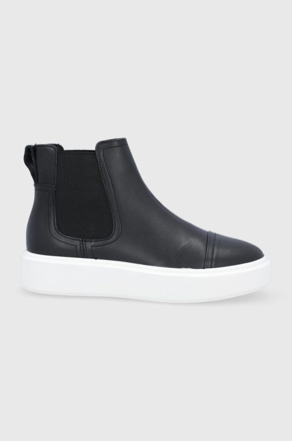 Marc O'Polo Ghete Chelsea de piele femei, culoarea negru, cu platformă