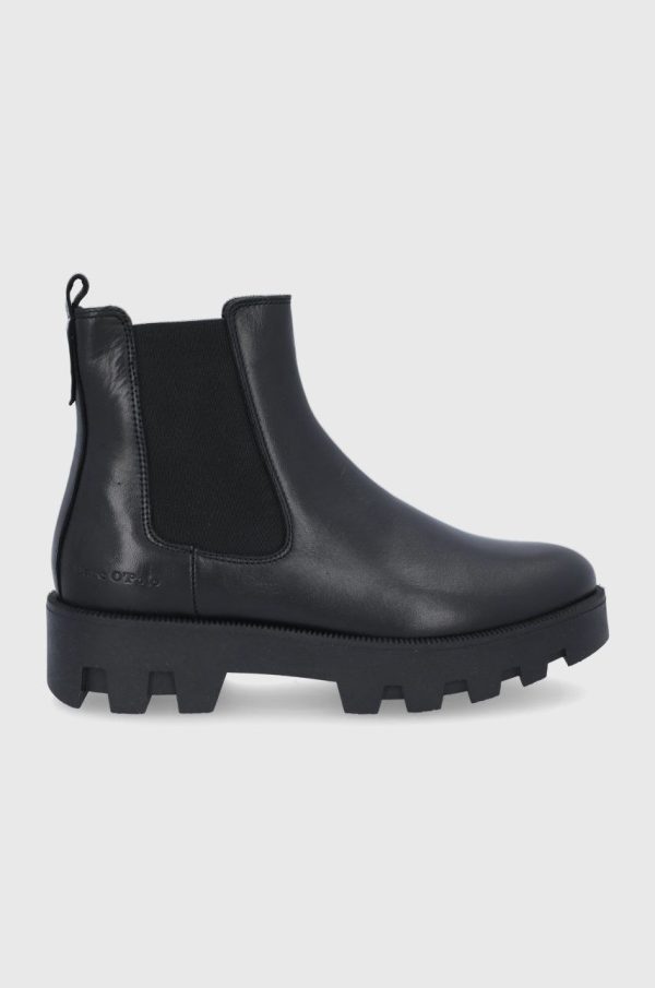 Marc O'Polo Ghete Chelsea de piele femei, culoarea negru, cu platformă