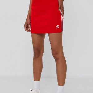 AW21-SDD08I_33X_F1.jpg Adidas Originals Fustă H38760 culoarea rosu, mini, model drept