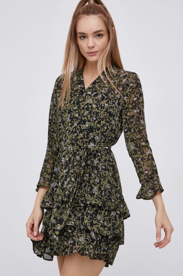 Only Rochie culoarea verde, mini, evazata