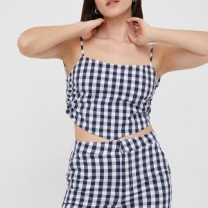 Pepe Jeans top femei, culoarea alb, in carouri