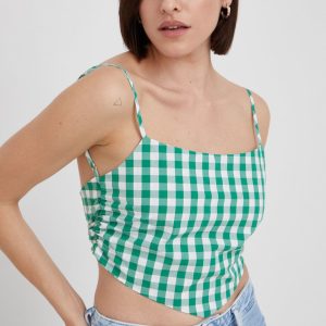Pepe Jeans top femei, culoarea verde, in carouri