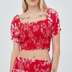 AW22-BDD052_33X_F1.jpg Superdry bluza femei, culoarea rosu, in modele florale