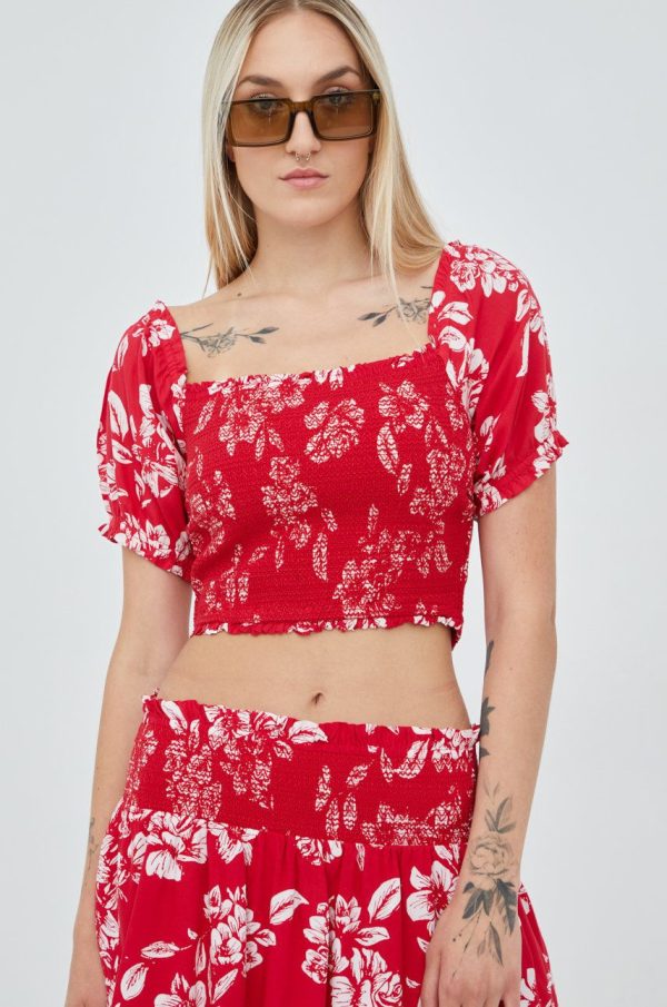 AW22-BDD052_33X_F1.jpg Superdry bluza femei, culoarea rosu, in modele florale