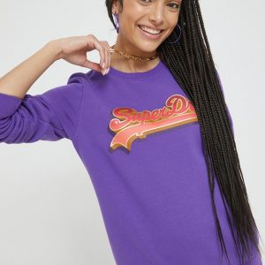 AW22-BLD0FD_44X_F1.jpg Superdry bluza femei, culoarea violet, cu imprimeu