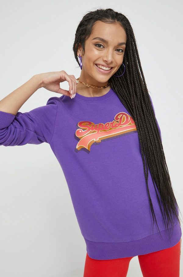 AW22-BLD0FD_44X_F1.jpg Superdry bluza femei, culoarea violet, cu imprimeu