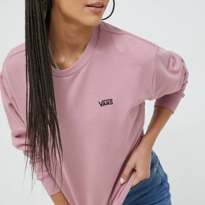 AW22-BLD0K5_30X_F1.jpg Vans hanorac de bumbac femei, culoarea roz, neted