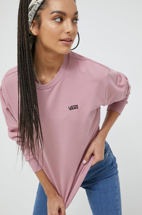 AW22-BLD0K5_30X_F1.jpg Vans hanorac de bumbac femei, culoarea roz, neted